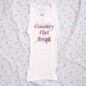 y2k country girl swag graphic ribbed tank top fitted cami western